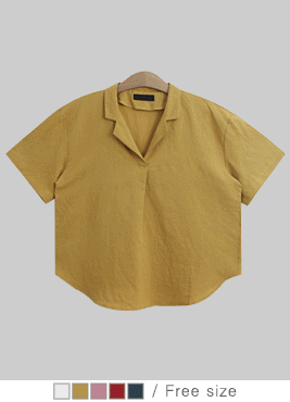[shirt]로이스 셔츠(린넨 카라 반팔BL)