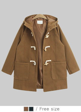 [coat]데니스 코트(후드 더플 교복 떡볶이 코트)