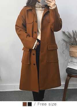 [coat]테일러 코트(울60% 누빔 카라 오버 포켓 롱 싱글 코트)