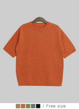 [knit]웨더 반팔 니트(knit 기본 무지T 울50% 라운드넥)
