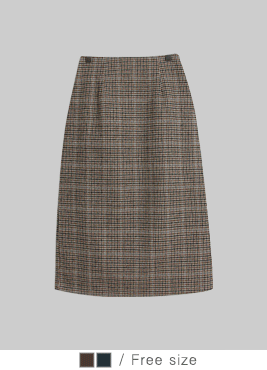 [skirt]빈센 롱 스커트(울30 뒷트임 슬릿 체크 밴딩 미디 롱 SK)