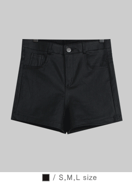 [short pants]스캣 레더 숏팬츠(하이웨스트 블랙 레자 반바지 코팅 숏PT)