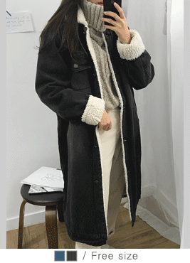 [jacket]테로 덤블 청자켓(롱 데님자켓 양털 뽀글이 겨울JK)