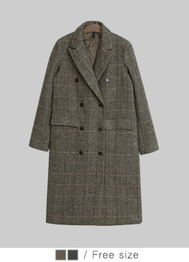 [coat]케일 체크 코트(롱코트 울 체크ct 자켓 아우터)