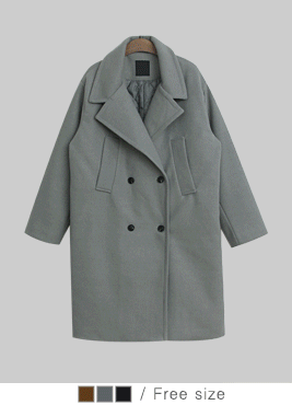 [coat]데이션 코트(더블버튼 베이직 기본 심플 빅카라 롱 포켓 박시 CT)