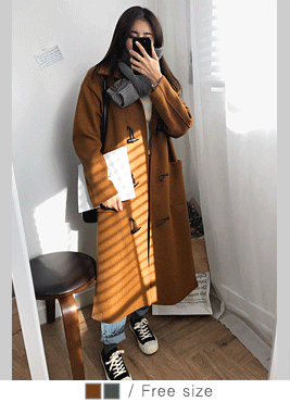 [coat]카라멜 코트(떡볶이 울 카라 더플코트 슬릿 포켓 롱코트 CT)