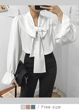 [blouses]르오 블라우스(쉬폰 찰랑 러블리 타이 걸리쉬 BL)