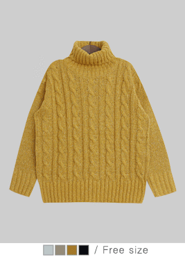 [knit]포네 폴라 니트(꽈배기 터틀넥 목폴라 니트 knit)