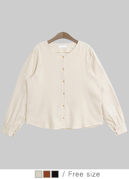 [blouses]르엠 블라우스(라운드넥 노카라 버튼 피치 겨울 BL)